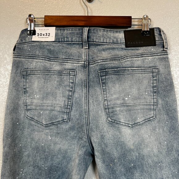 PacSun Eco Comfort Stretch Distressed Stacked Skinny Jeans NEW Men's 30x32 NWT - Picture 7 of 9